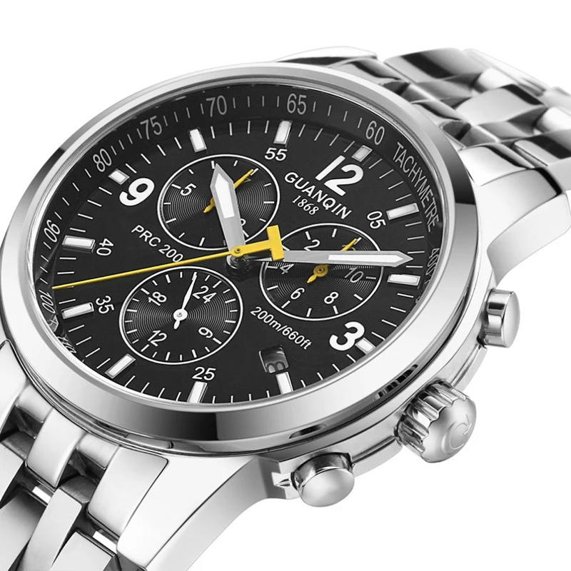 

Relogio Masculino GUANQIN Automatic Watch Men Black Luxury Mechanical Wristwatches Waterproof 200M Date Dial Leather Metal Strap