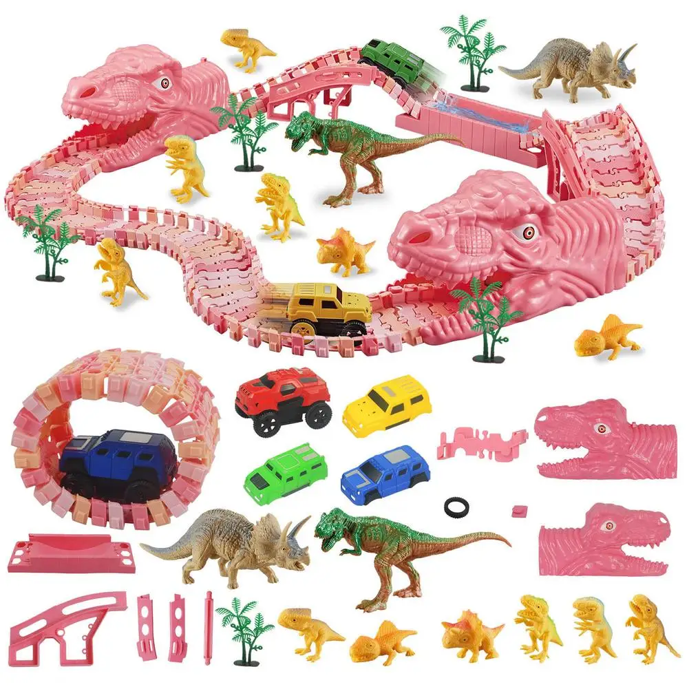 

Динозавр игрушки Сменные 165 шт. динозавр Гоночная машина игрушки динозавр гибкий трек игрушки для детей старше мальчиков и девочек