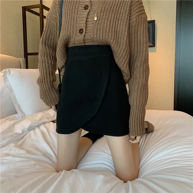 

Deivor temperament slim spring skirt with high waist and thin irregular A-line skirt with hip skirt