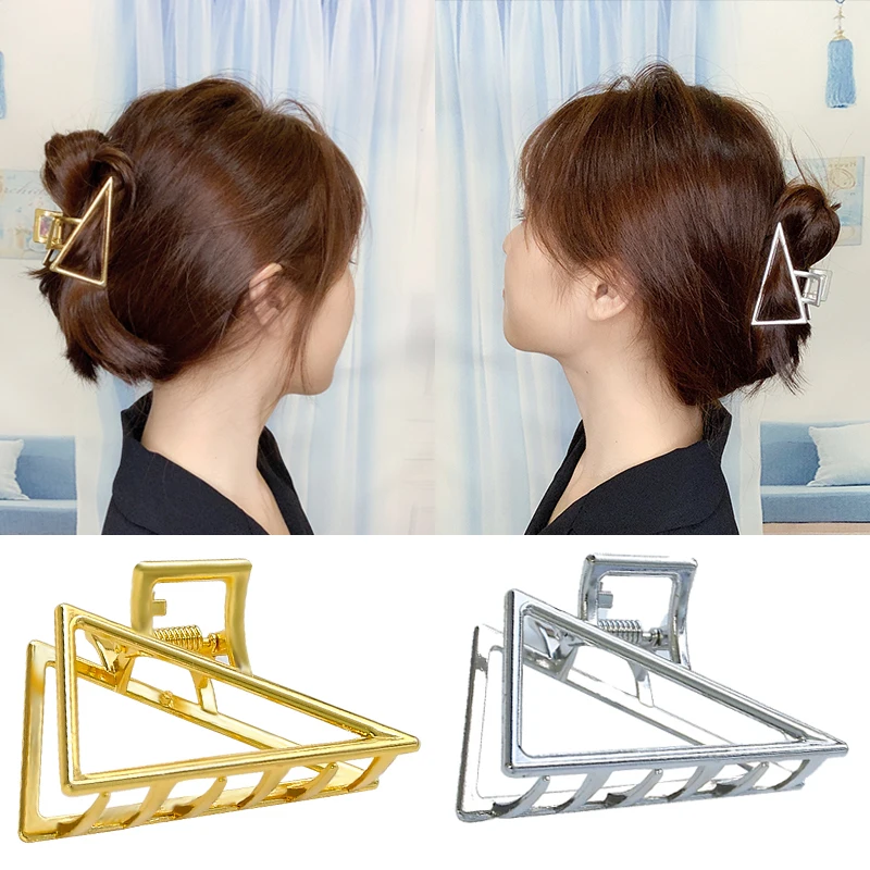 Большие заколки для волос женщин сплав золотой выдалбливают треугольный тип
