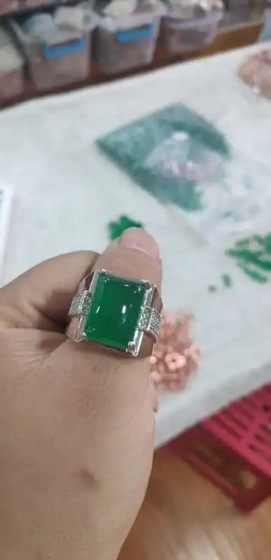 925 Silver Ice Jade Marrow Male Ring Adjustable | Украшения и аксессуары