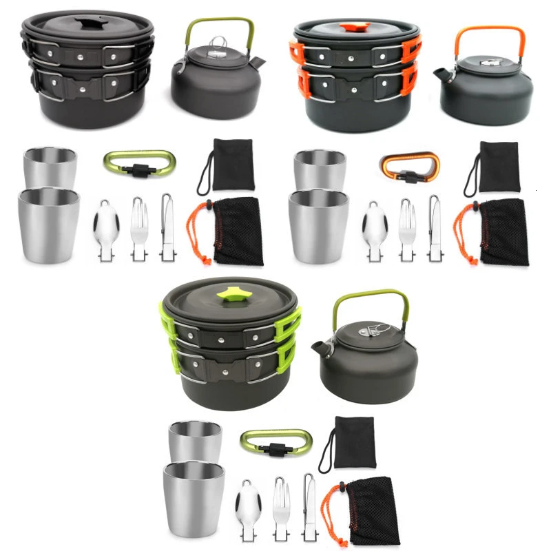 Уличная Ультралегкая алюминиевая посуда для кемпинга набор антипригарной