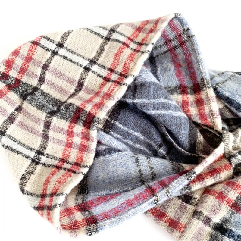 

ISAROSE Warm Plaids Ponchos for Women Oversized Shawls Hoodie Coat Wrap Raw Edge Vintage Autumn Spring Poncho Drop Shipping