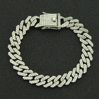 european and american hip hop mens cool color diamond cuba chain bracelet jewelry trendy mens style diamond bracelet