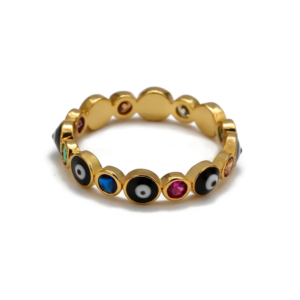 Массивные позолоченные кольца с фианитами от сглаза для женщин милые красочные