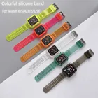Ремешок спортивный для Apple Watch Band Series 6 1 2 3 4 5, Цветной силиконовый прозрачный браслет для Iwatch 5 4, 38 мм 40 мм 42 мм 44 мм wirst