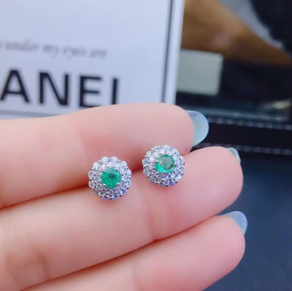 earring KJJEAXCMY бутик ювелирных изделий 925 с инкрустацией, из чистого серебра натуральный изумруд драгоценный камень ожерелье кольцо серьги костюм Поддержка обнаружения - Цвет камня: earring