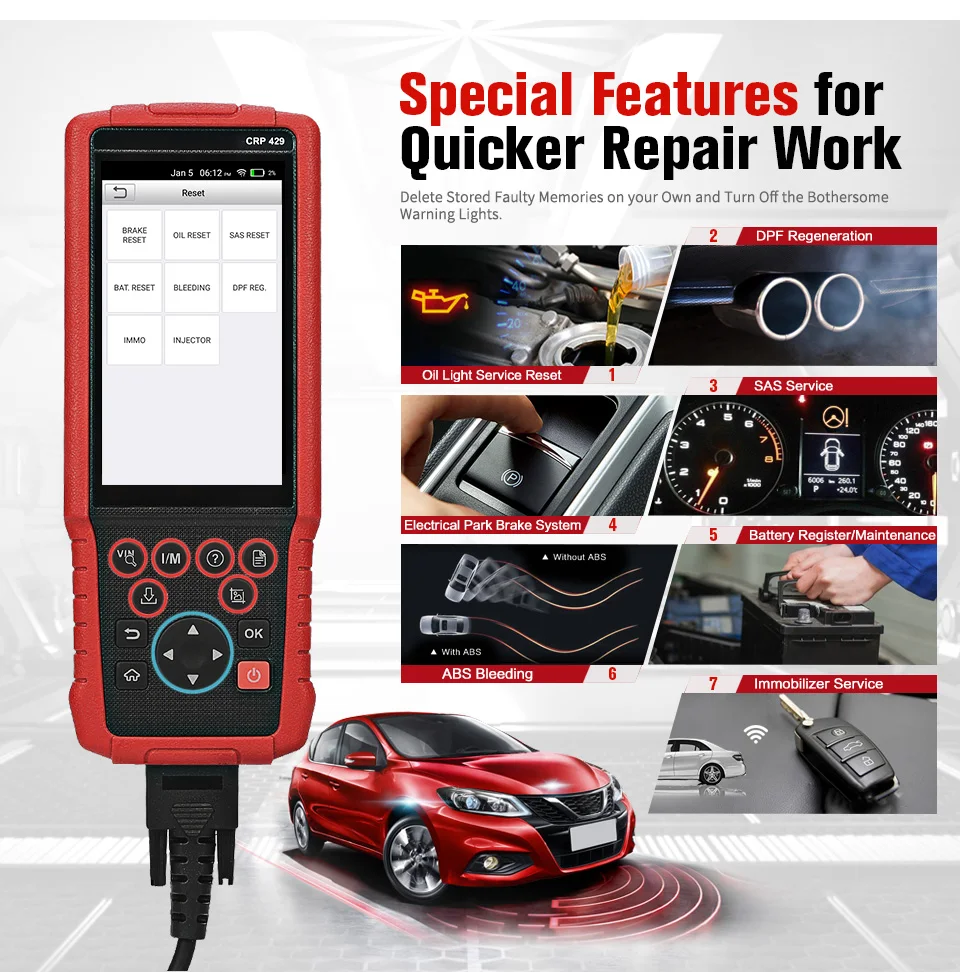 LAUNCH X431 CRP429 OBD диагностический сканирующий инструмент OBD2 сканер Все системы Авто считыватель кода масла EPB DPF инжектор кодирования IMMO PK MK808