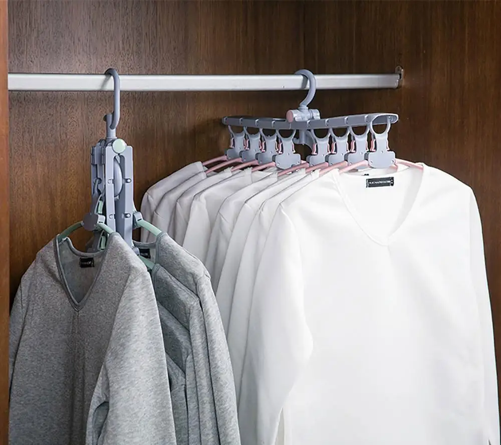 8 Heads Folding Multi-layer Hanger Plastic Multifunction Clothes Rack Household Space Saving Drying Wardrobe Organizer | Дом и сад