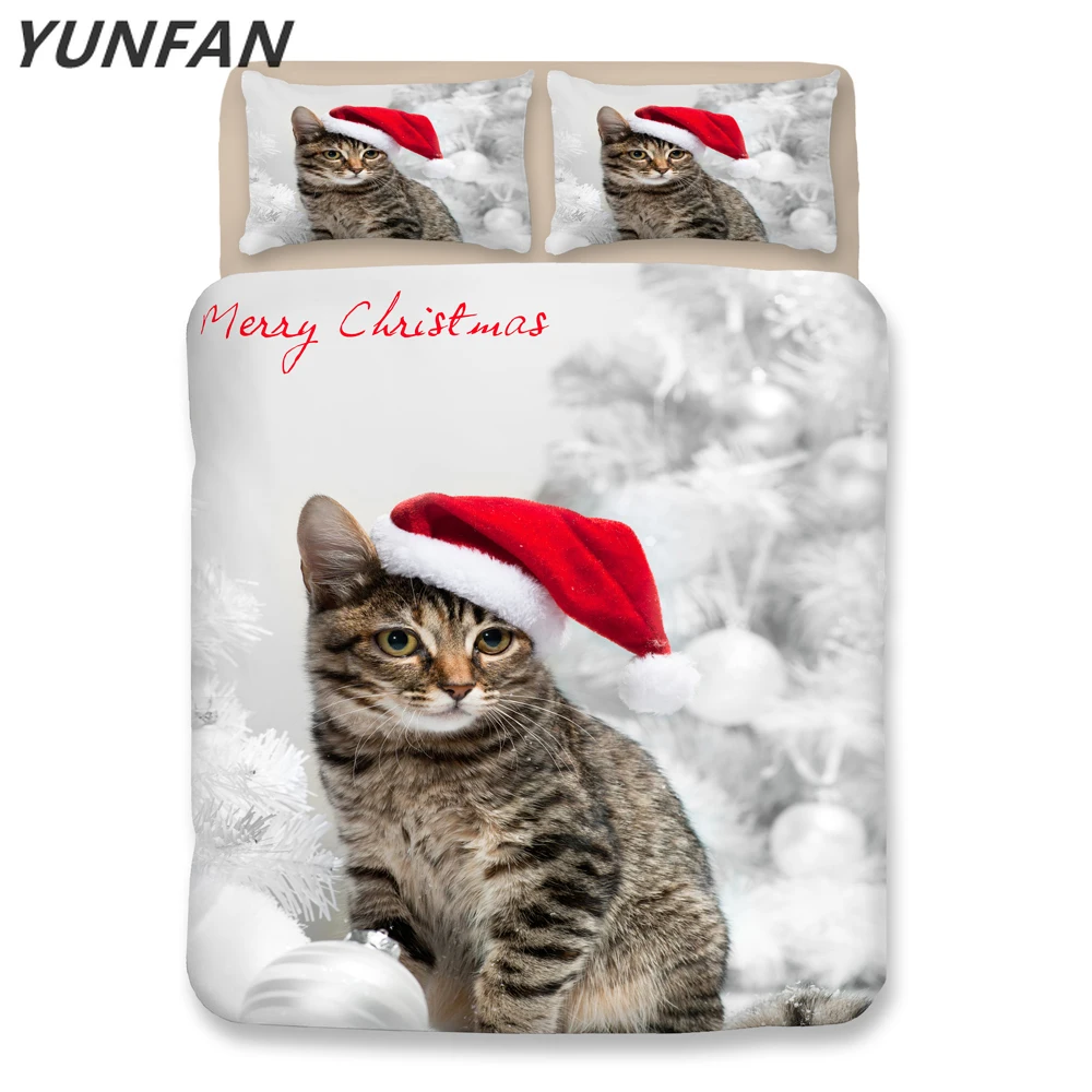 

Christmas Cute Cat Bedding sets twin queen king Quilt Cover Pillow Case single double girls duvet cover set cartoon bedclothes