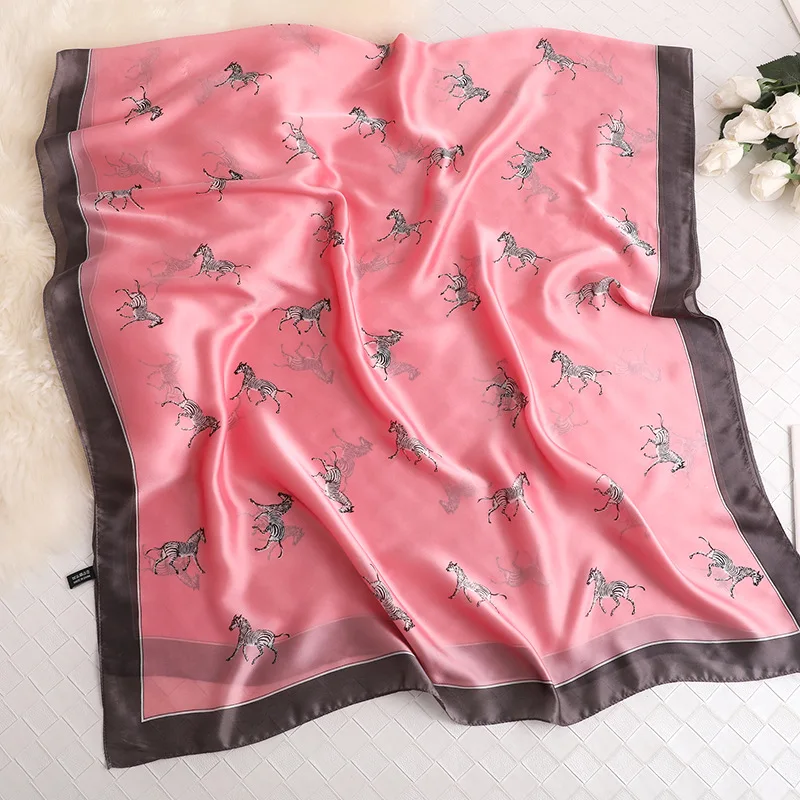 

China luxury brand fashion summer and Autumn women beautiful printed large shawl silk scarves Foulard Beach wraps hijab