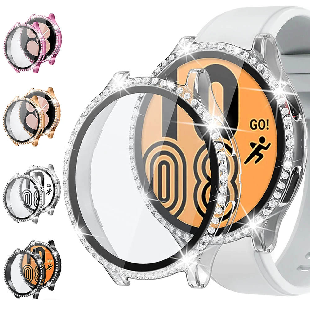 

Чехол для защиты экрана для Samsung Galaxy Watch 4, противоударный бампер с кристаллами и бриллиантами, полное покрытие для Galaxy Watch 4 40 мм 44 мм