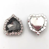gray 12mm heart shaped crystal buckle silver base glass sew on rhinestones for diy wedding decoration