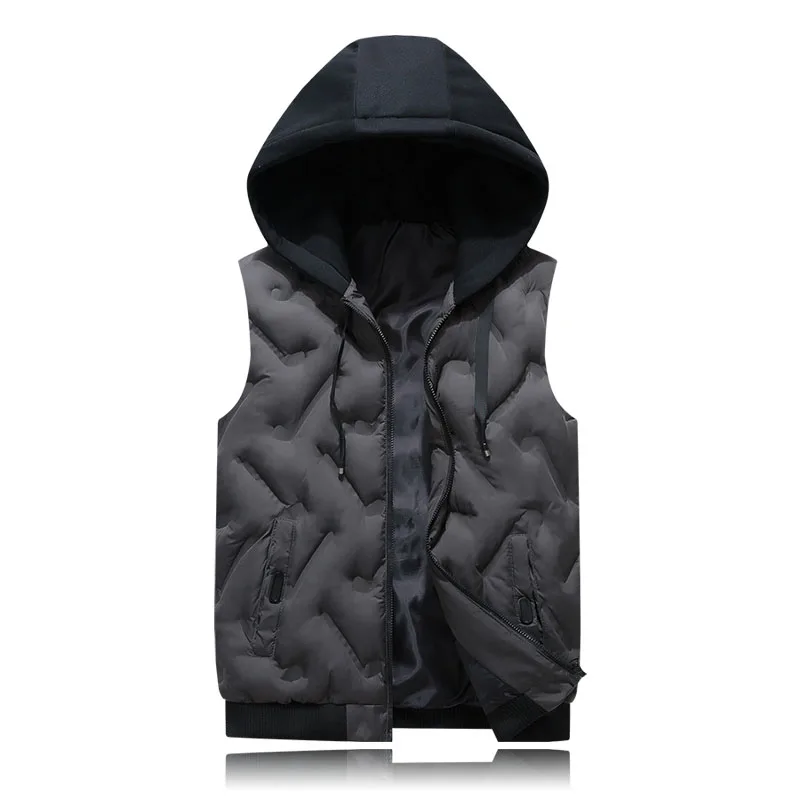 Мужской жилет новинка стильный 2018 Осень зима теплый без рукавов шапка куртка с