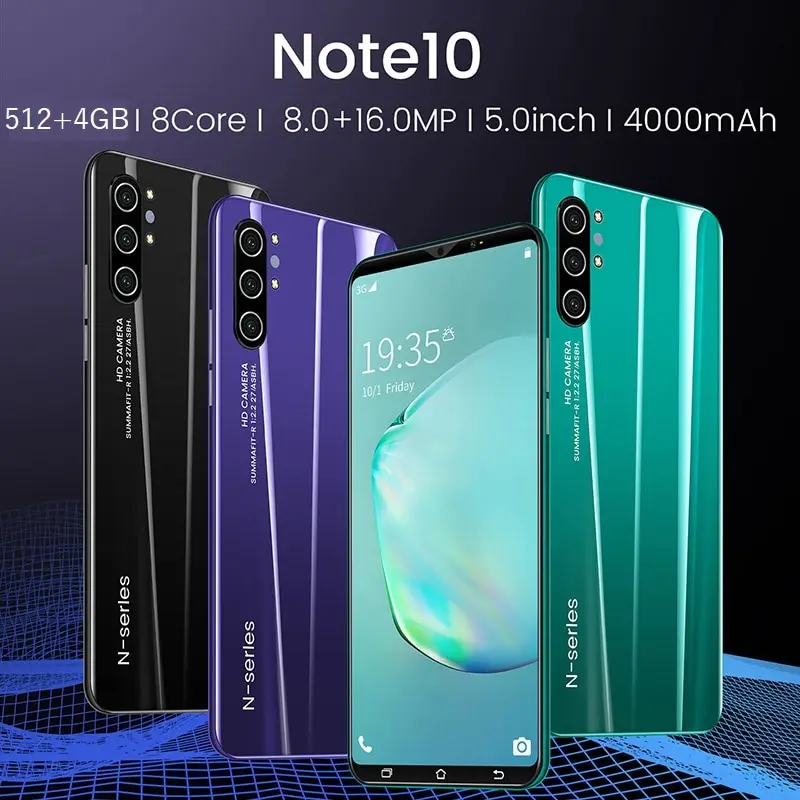 Новое поступление 2021 смартфон Note10 с Полноразмерным экраном 5 0 дюйма