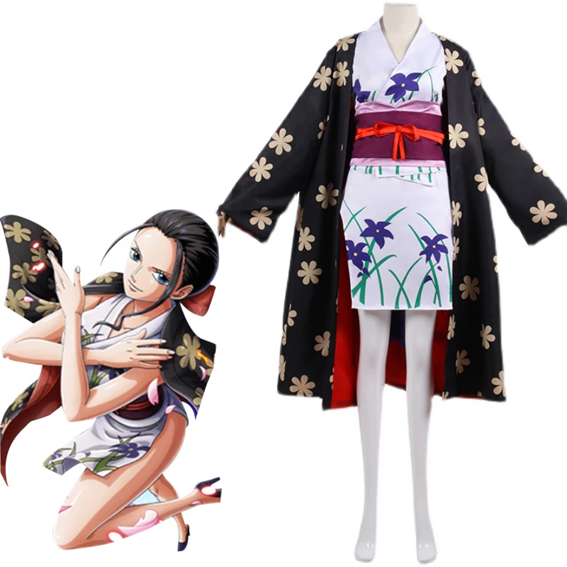 

Anime One Piece Cosplay Nico Robin Costume Uniform Kinomo Halloween Suit