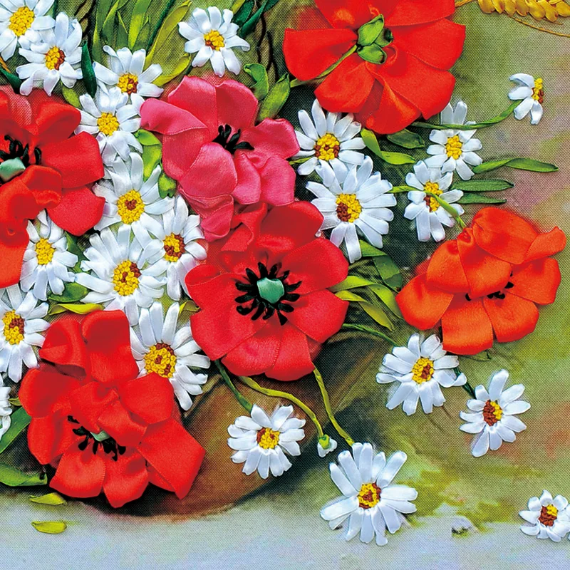 3d ленты вышивка diy декоративная живопись цветы рукоделие Наборы турецкие