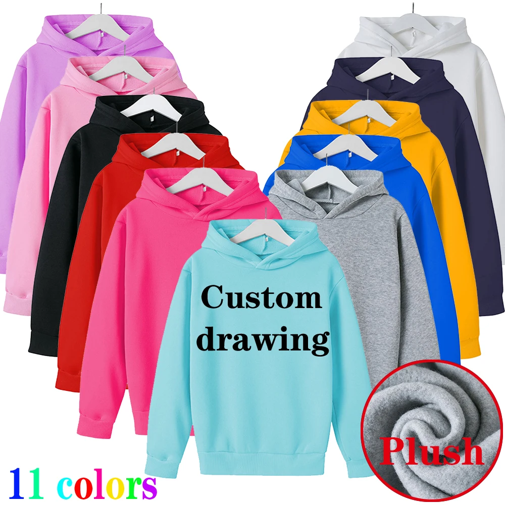 

Hoodies Sweatshirts Boys Girls Fashion Solid color Red Black Gray Pink Autumn Winter fleece Hip Hop Hoody kids Brand Casual Tops