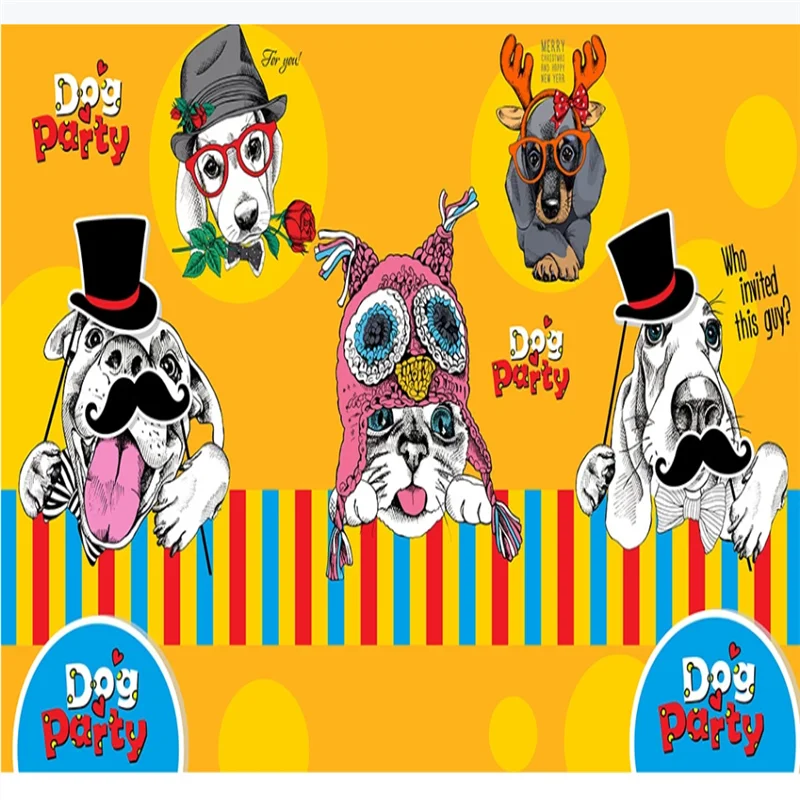 Обои на заказ большая роспись ручная милый джентльмен щенок детская комната