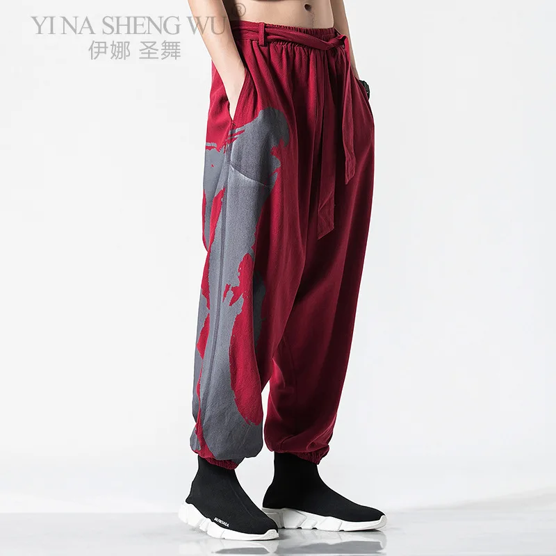 Японский Стиль Harajuku модные мужские брюки костюм самурая свободные новые