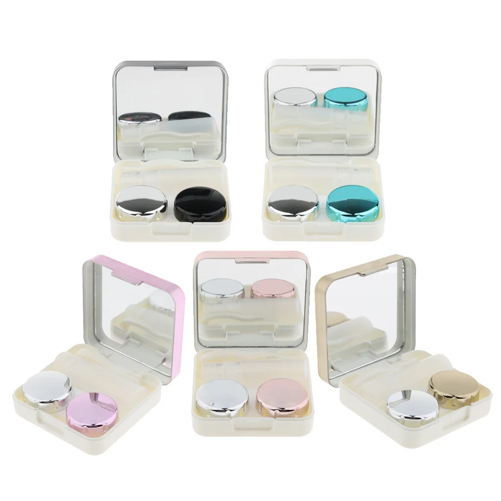 

Outdoor Travel Mini Mirror Contact Lens Case Storage Box Container Organizer