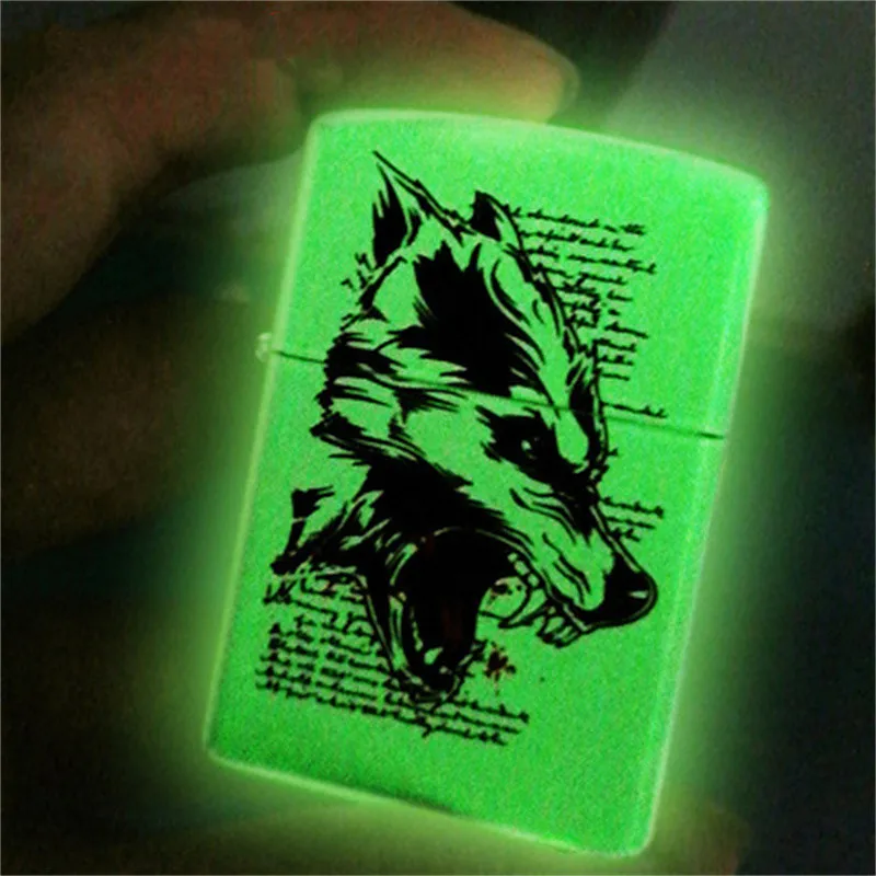 

ZORRO Windproof Kerosene Lighter Personality Fluorescent Wolf Pattern Grinding Wheel Lighter Smoking Accessories Gift for Men