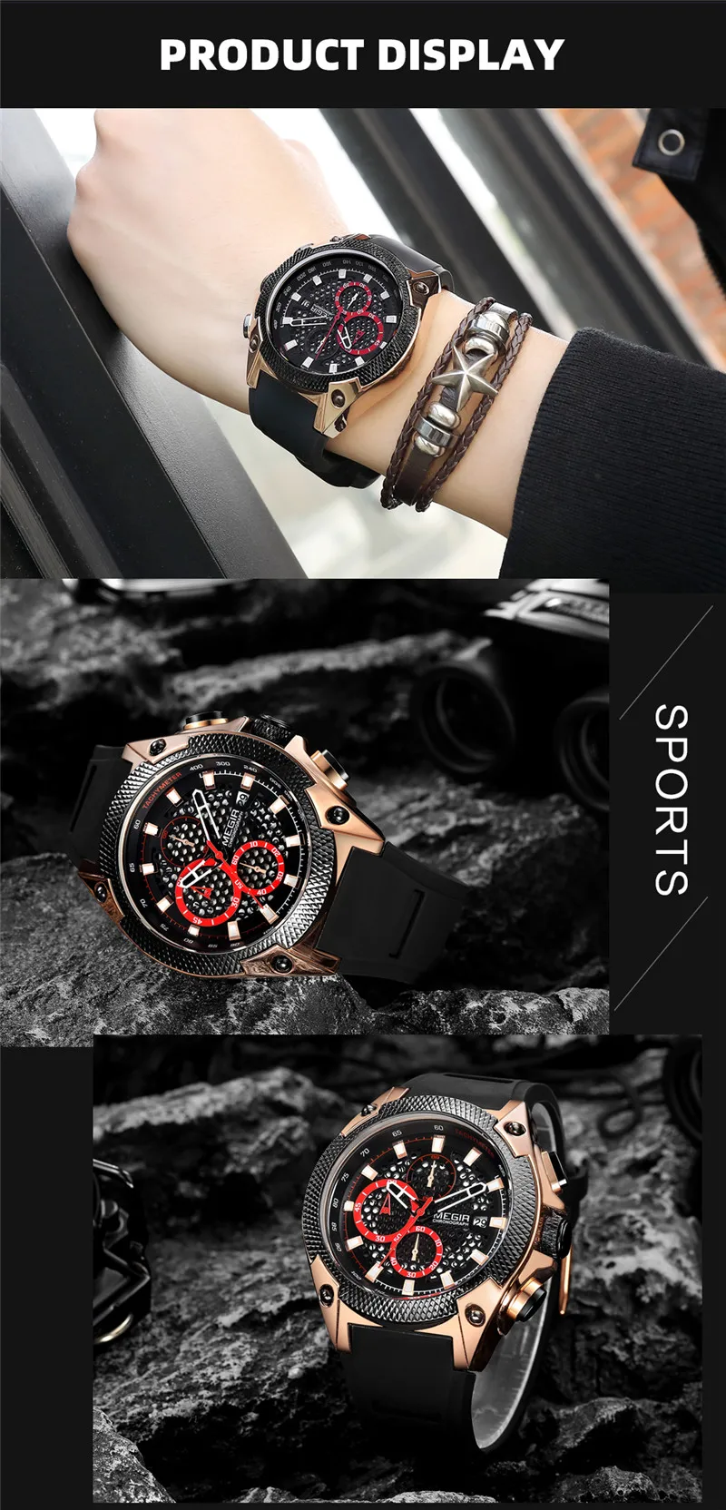 MEGIR часы мужские водонепроницаемые Хронограф военные армейские лучший бренд