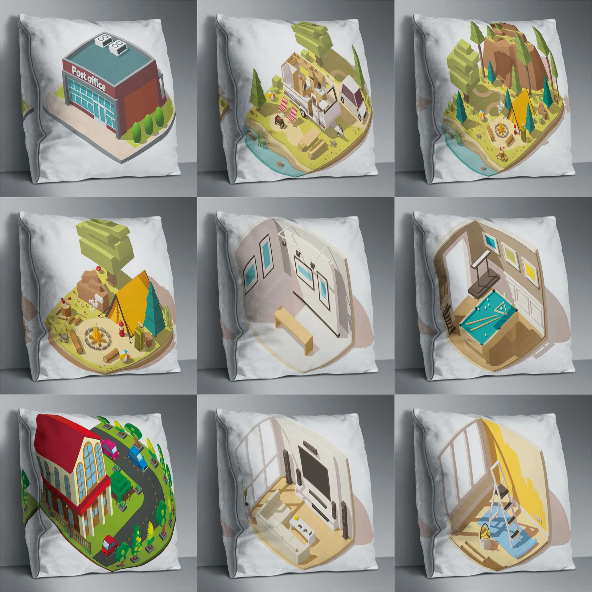 

Cute Double Side Print Cushion Cover Polyester Decorative for Sofa Seat Soft Throw Pillow Case Cover 45x45cm Home Decor