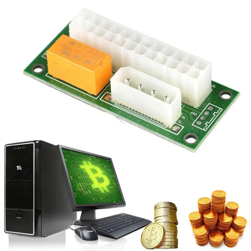 

new 24Pin to 4Pin ATX Power Supply Sync Synchronous Starter Extender Card Dual PSU Adapter for Graphics Card