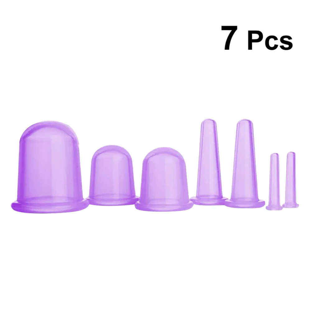 

1 Set of 7pcs Silicone Vacuum Cupping Cups Back Body Massager Vacuum Cans for Men with Bag (Blue)