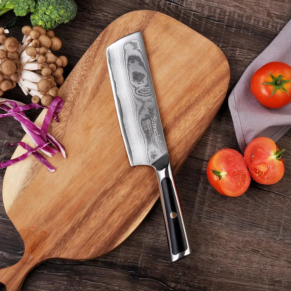 Набор кухонных ножей SUNNECKO из дамасской стали для шеф-повара, сантоку, хлеба, универсального и овощного ножей, японской VG10-стали, режущего лезвия, рукояти из G10.