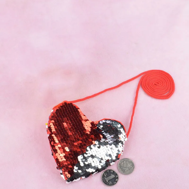 Сумки с блестками для девочек Легкая сумка в форме сердца Модный Цветной милый