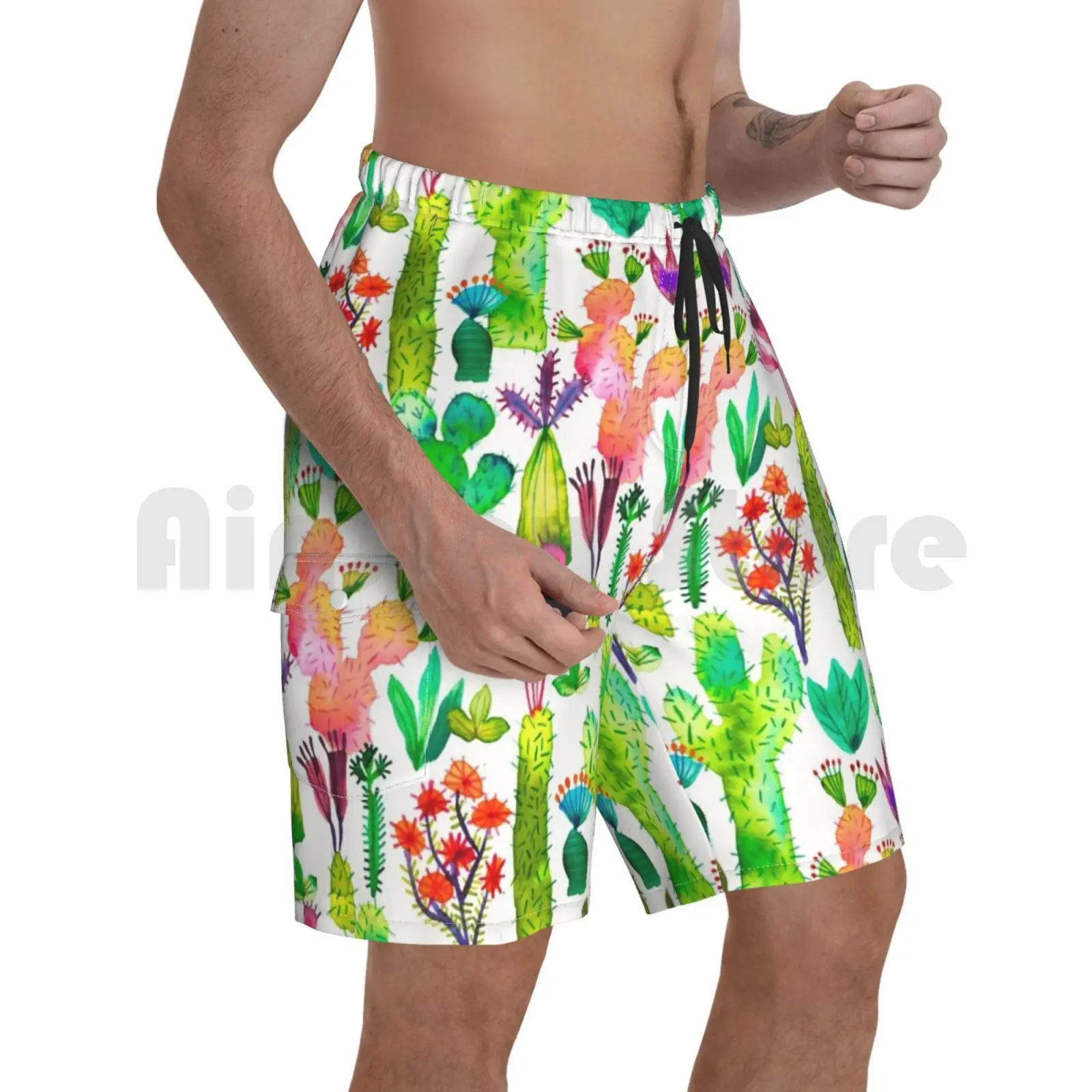 

Beach Shorts Cacti Garden Cacti Garden Plants Green Watercolor Colors Cute Patterns