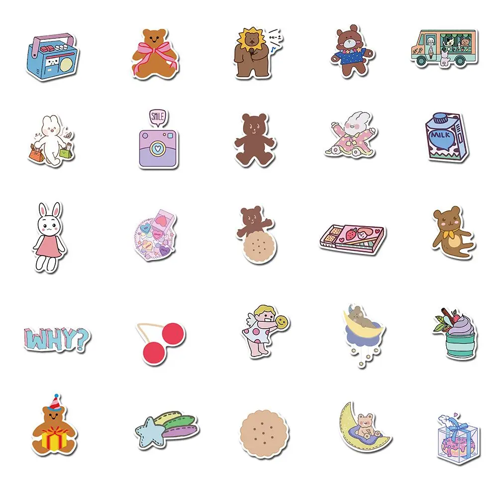 

50 PCS cute girl INS Stickers bear Stickers for Laptop Skateboard Guitar Helmet waterproof decals toy wholesale