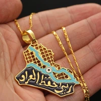 new trendy arab iraq map shape pendant necklace mens necklace metal sliding pendant accessories party jewelry