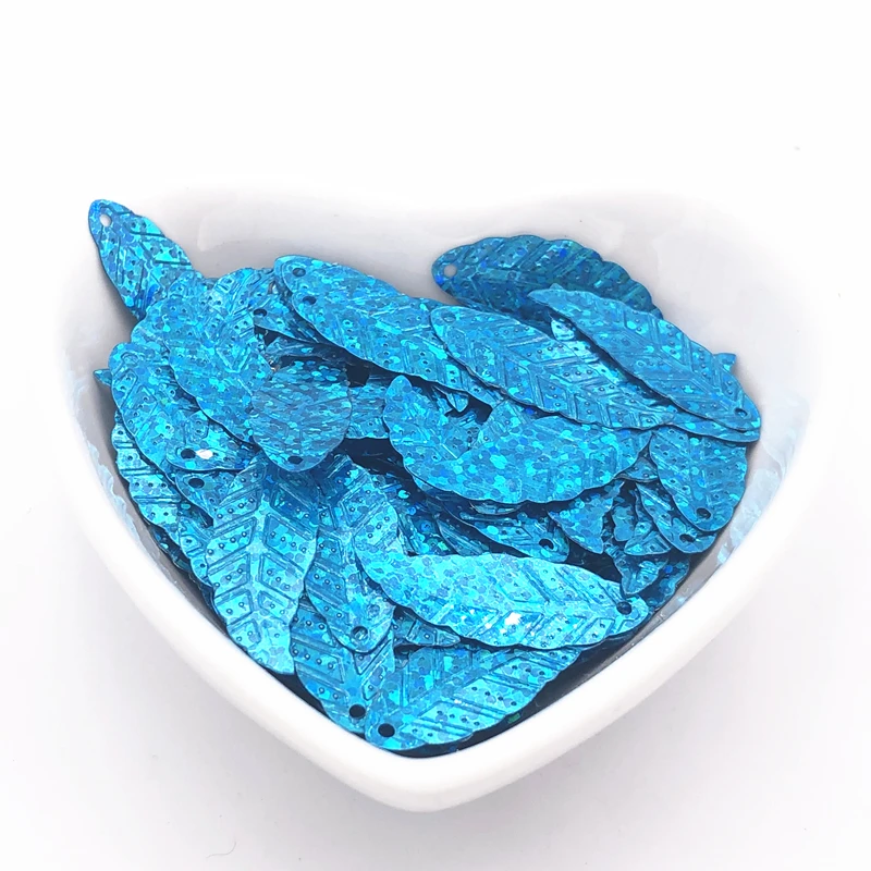 100 шт./пакет 10*29 мм лазерные пайетки в форме листа ПВХ для шитья свадебного ремесла