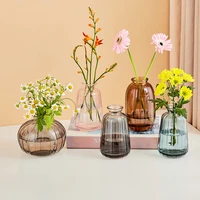 2022 ins style glass vase transparent crystal hydroponic plant container living room decoration dried flower vase ornaments