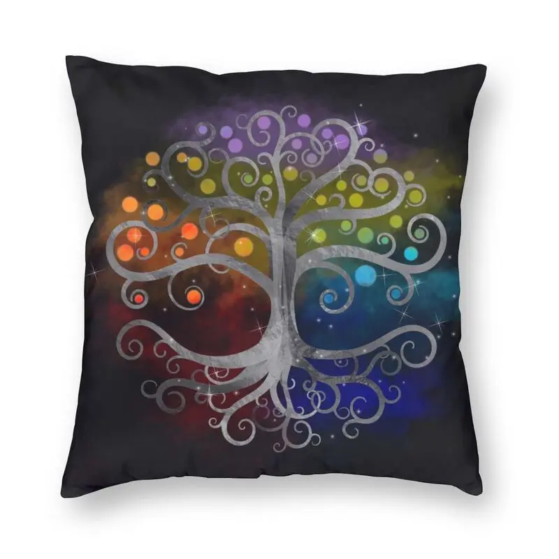 

Tree Of Life Silver Swirl Square Pillowcover Home Decor Vikings Funny Cushions Throw Pillow for Car Double-sided Printing