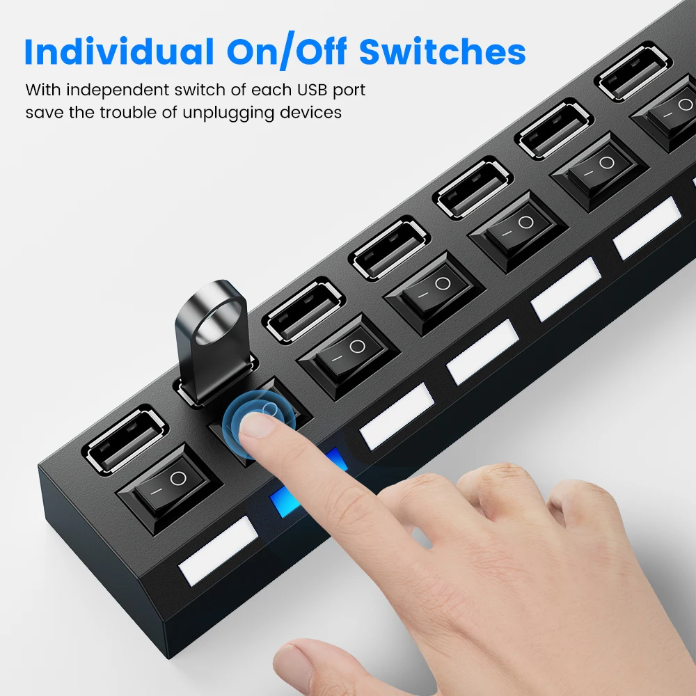 

USB-разветвитель, USB 3,0, несколько портов, с выключателем