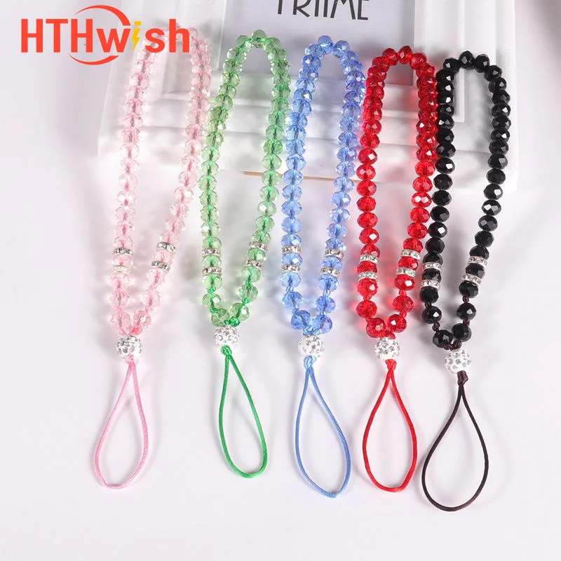 

Women's Mobile phone lanyard phone strap hanging chain Pendant Crystal beads hand made Anti-lost rope phone Charm for iPhone