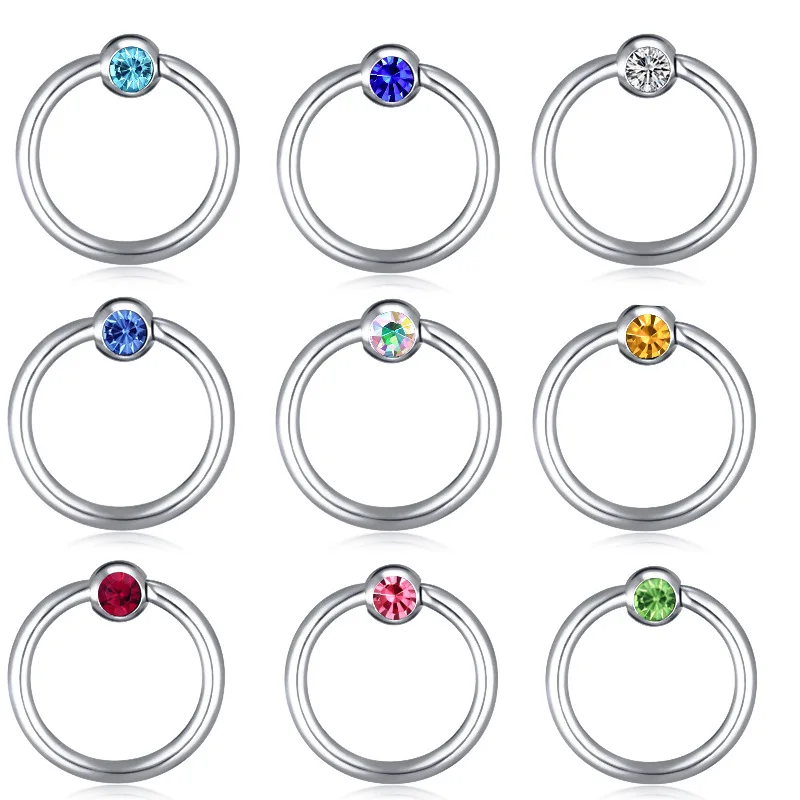 Imixlot 10 шт./лот Пирсинг ушной перегородки кольцо для носа драгоценный камень мяч BCR