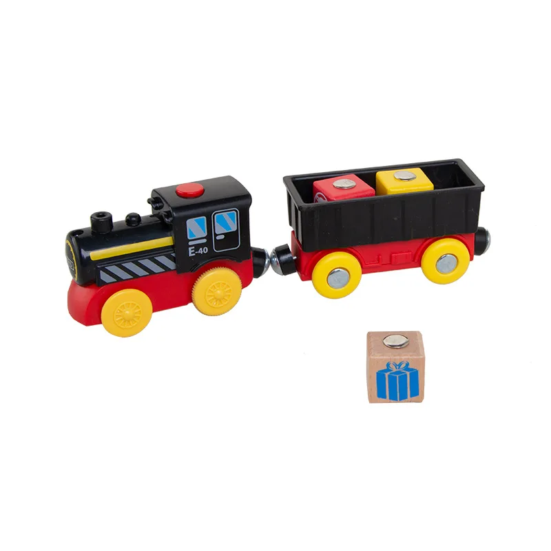 

Children's hot-selling toy electric train transporter toy compatible with various wooden tracks