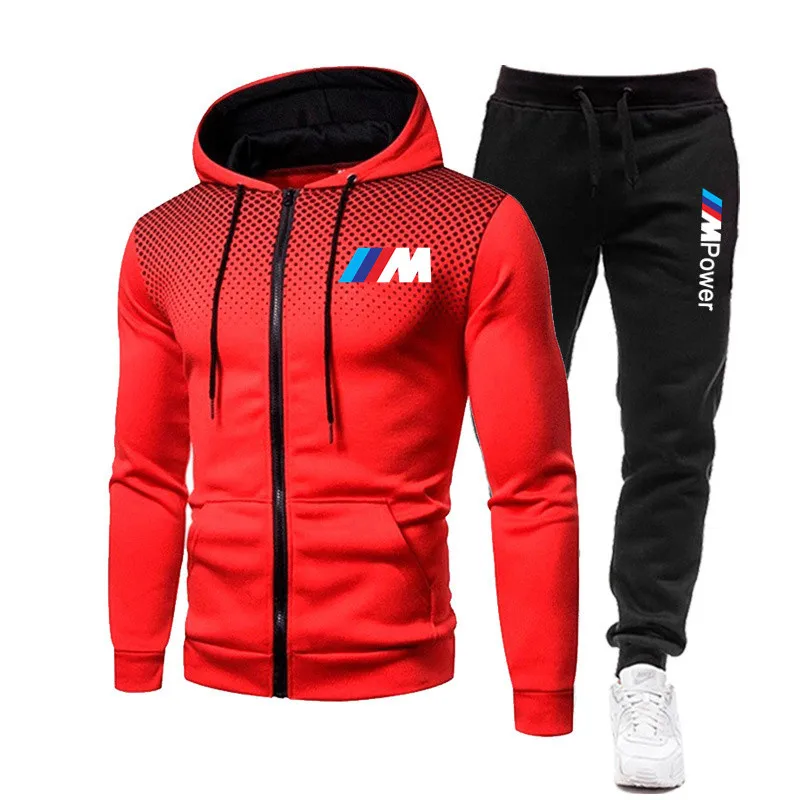 

Spring and winter men's zipper hoodie BMW sweatshirt running track suit casual fashion sports men's fleece men's suit