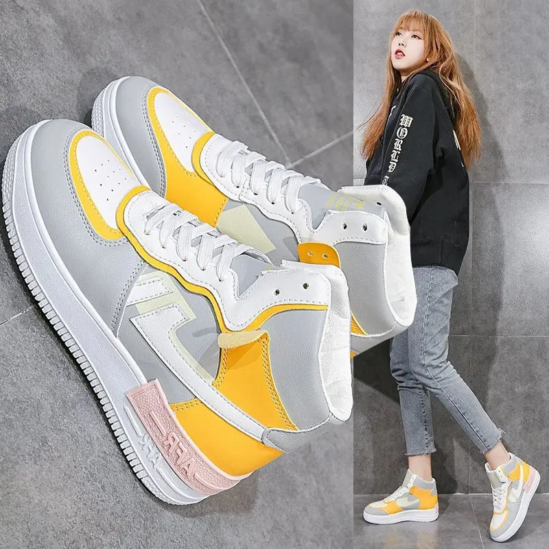 

Autumn and Winter Skinny High-Top Sneakers Women's High-Top Women's Shoes Student Board Shoes Plus Size Women's Shoes