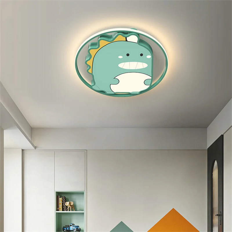 Modern Minimalist Style Led Ceiling Lamp Bedroom Aisle Balcony Living Room Cute Cartoon Dinosaur Round Acrylic Decorative Light