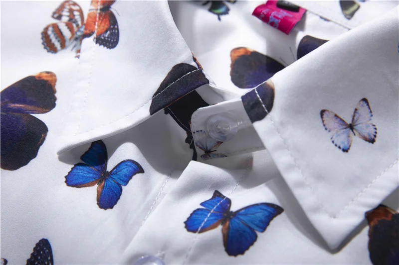 

Butterfly Street Fashion Men's Shirt Oversized Hip Hop Shirt Summer Turn-down Collar Shirts Men Beach Short Sleeve Loose Shirt