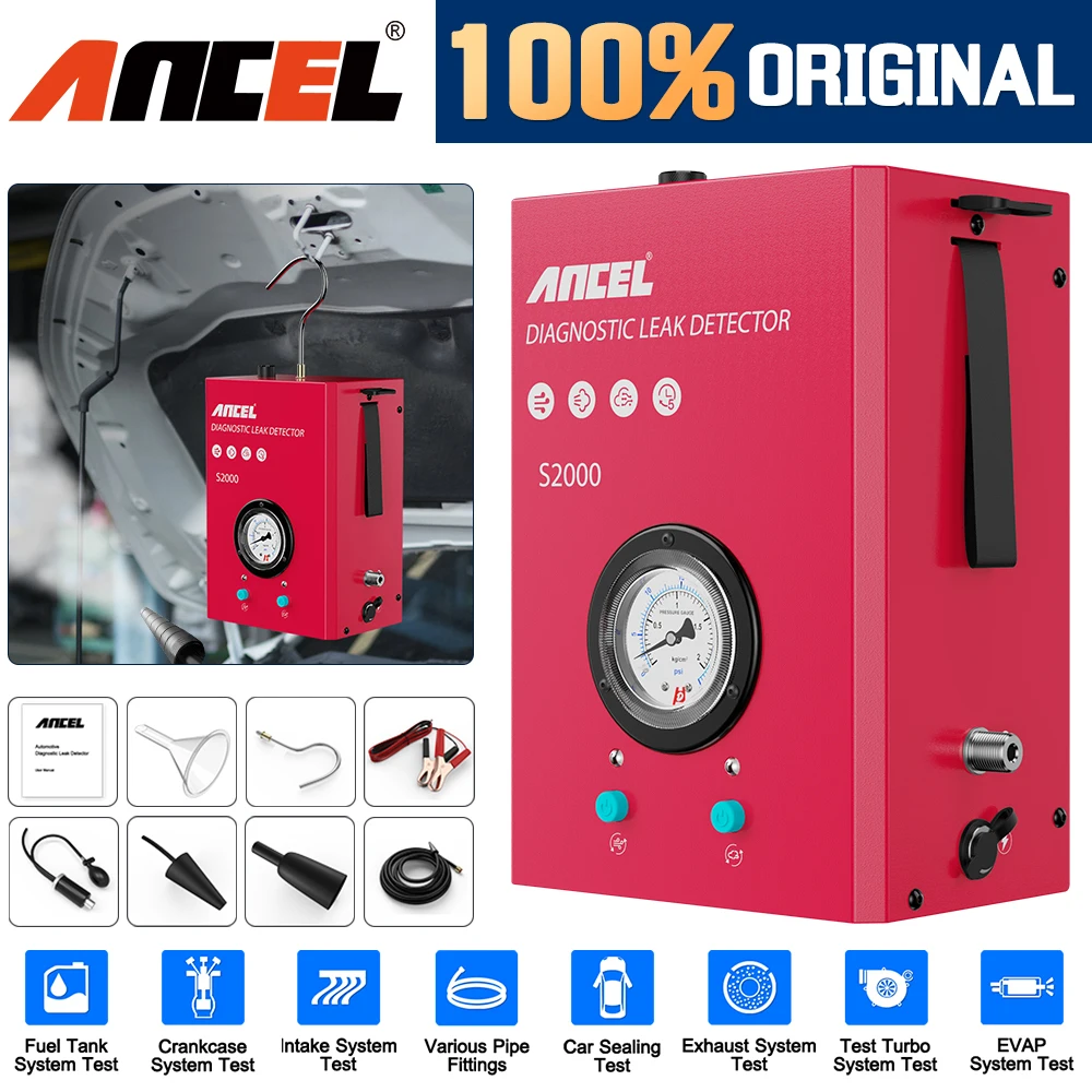 

ANCEL S2000 Original Car Smoke Leak Detector Oil Pipe Generator Pipe Gas Leakage EVAP Vacuum Leakage Analyzer Diagnostic Tool