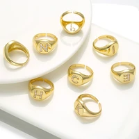 zhukou a z initial signet rings for women men statement ring 26 letters women rings crystal adjustable rings wholesale vj165