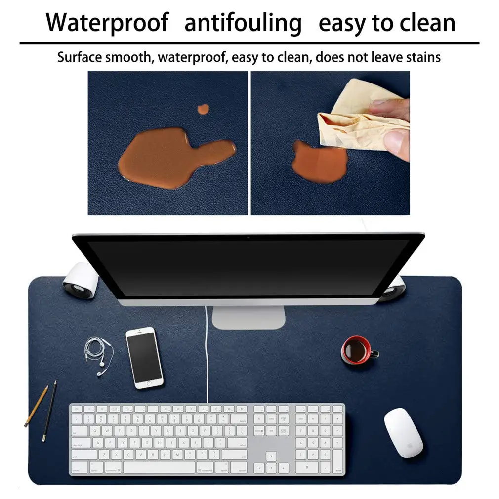 PHIFO 31.49" x15.75" Non-Slip PU Leather Desk Pad Ultra Thin 2mm Waterproof Mouse Mat for Office Home Desks, Gaming Mouse Pads
