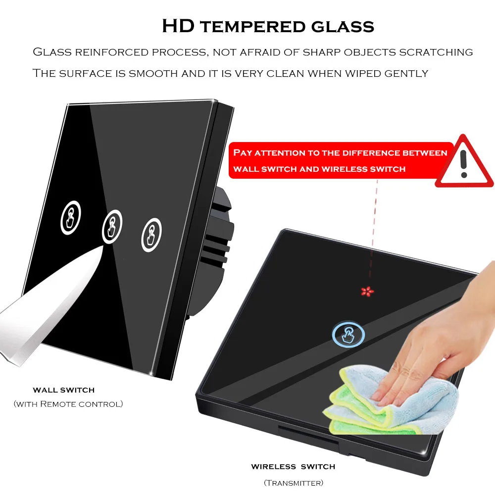 Умный беспроводной сенсорный выключатель 581 2/3 клавиши 433 МГц Радиочастотный